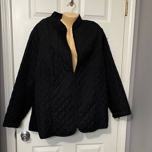 Black Quilted Jacket with a Ribbed Sweater Sleeve Inserts. New Without Tags.